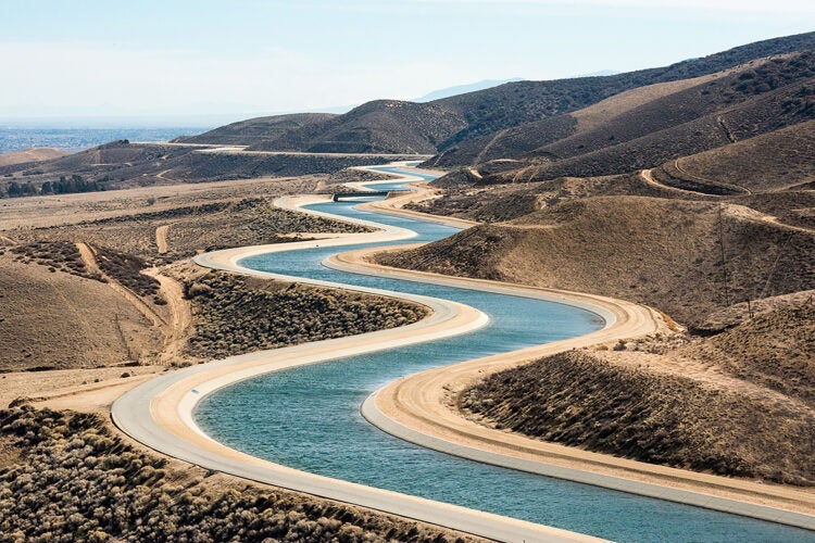 A serpentine stretch of the East Branch California Aqueduct in Palmdale, Calif. within Los Angeles County at mile post 327.50. Photo taken February 7, 2014.