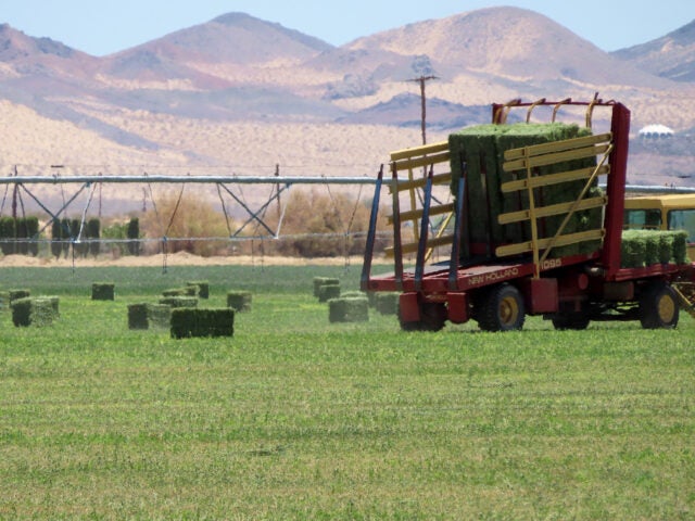 trucking lifting grass