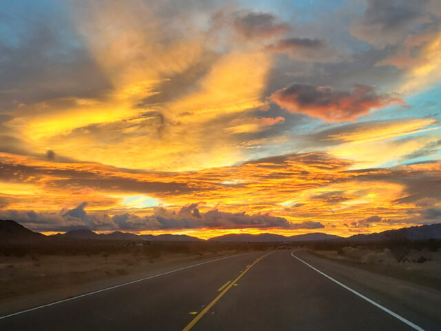 Highway during sunset